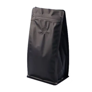 Black Flat Bottom Pouch with Valve